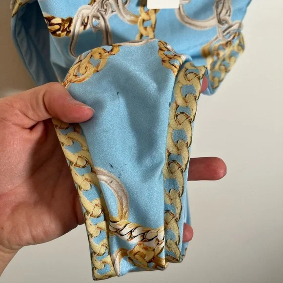 L'AGENCE Light Blue Chain Print Swimsuit - Picture 5 of 8